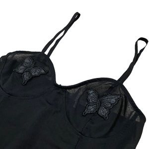 Sheer Mesh Bodysuit Butterfly Festival Lingerie Embroidered Sexy Size Small